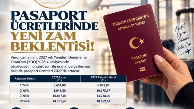ZELYS Danışmanlık 2027 yılı tahmini pasaport ücretleri artış tablosu
